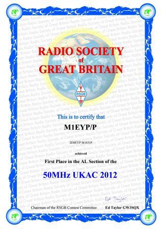 6m UK Activity Contest, 2012