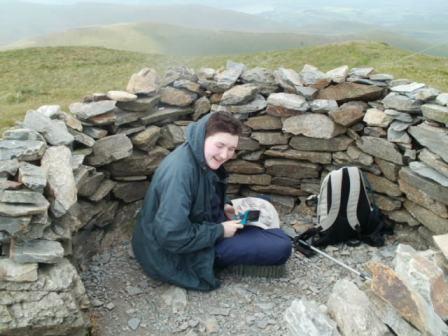 Liam in the summit shelter