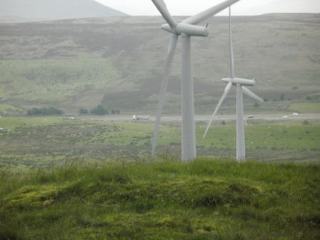 View over the wind farm and motorway
