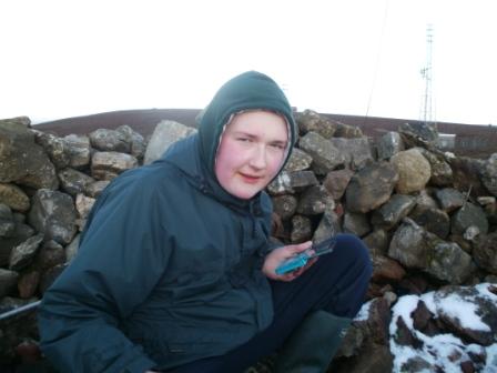 Liam in the summit shelter