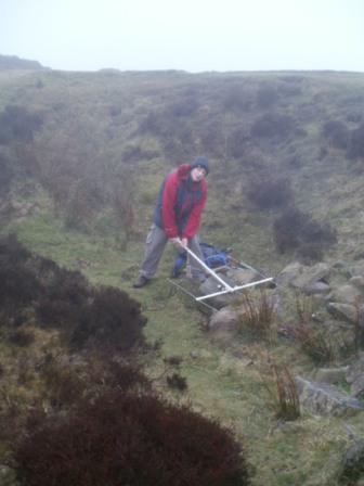Jimmy setting up on Brown Clee Hill