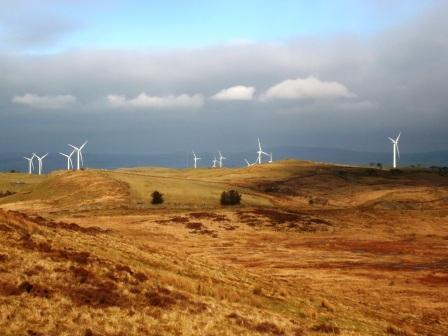 Wind farm visible from Hafod Ithel