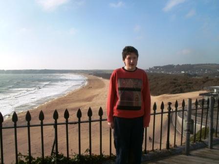 Liam overlooking the south beach at Tenby