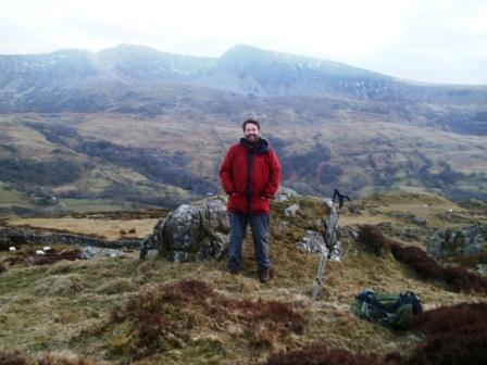 Summit of Craig y Castell, with Cadair Idris towering over behind