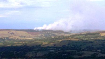 Fire on The Roaches, as seen from The Cloud