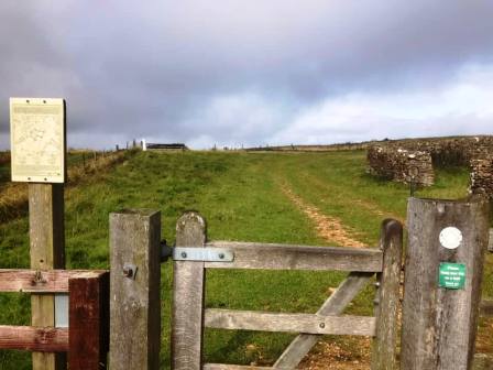 Entering the hillfort area near the summit of Bredon