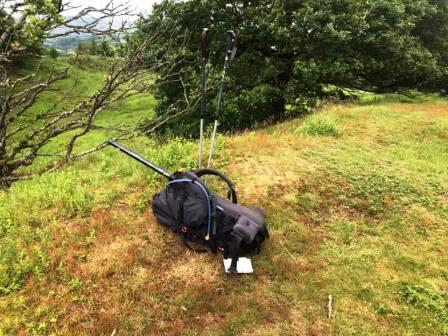 Rucksack marking the highest point