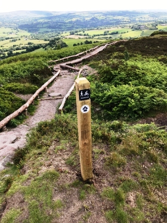 The refurbished path leading down off the summit