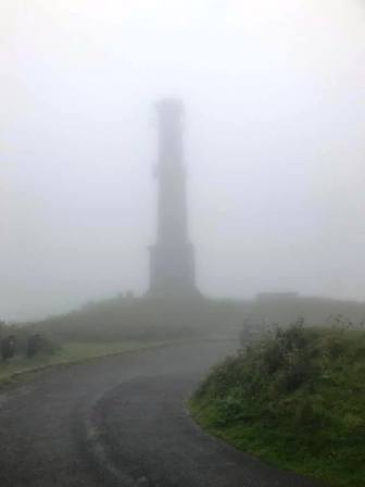 Tower in the mist on Kit Hill