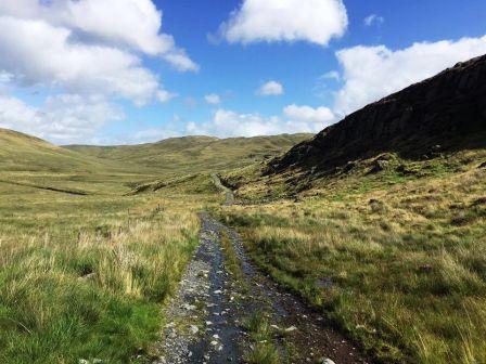 Track up the valley between Banc Llechwedd-mawr and Pumlomon Fach