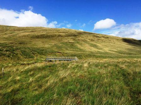 Looking ahead to the footbridge over Afon Hyddgen