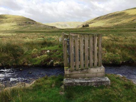 Crossing Afon Llechwedd-mawr for the final section of the walk back to the car