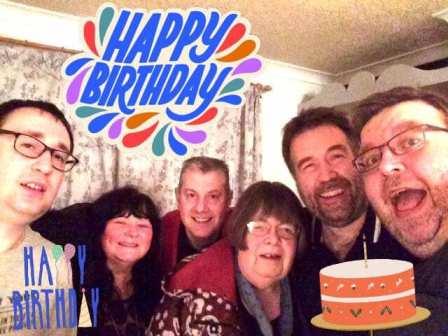 Happy birthday mum!  L-R: Jimmy M0HGY, Wendy, Steve, Kate (mum), Tom M1EYP, Will