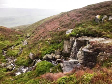 Picturesque waterfalls on descent