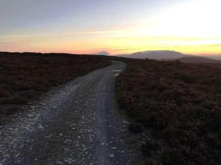 Completing the descent at sunset