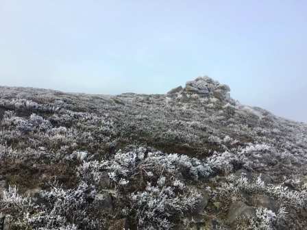 Suddenly wintry on the summit ridge