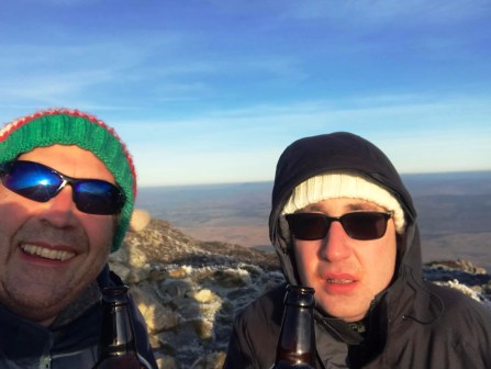 Tom & Jimmy celebrate the completion with a bottle of Welsh ale