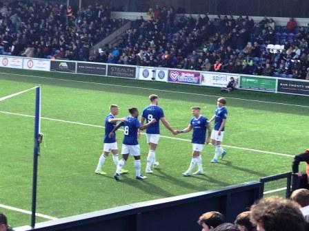 Macc celebrate a goal