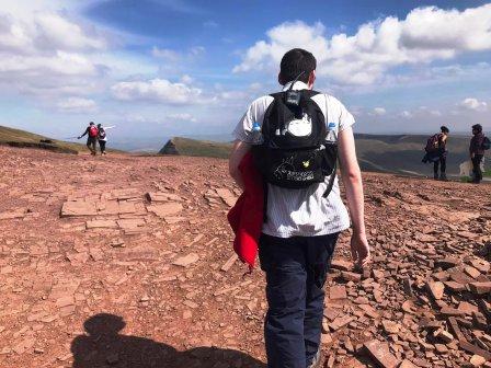 Liam nearing the summit