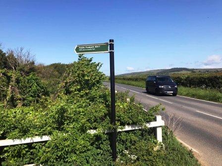 Footpath from A3055 through Marsh Green Farm to Brighstone village