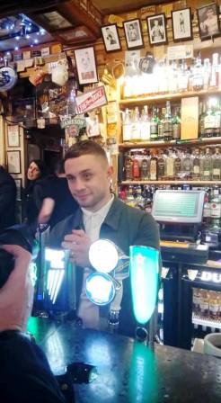 Carl Frampton pulling the pints