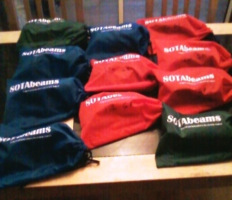 My HF portables aerials labelled up in colour-coded SOTAbeams antenna bags
