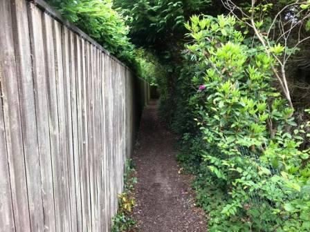Path cutting through to Prestbury Golf Course