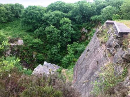 Climbing / abseiling wall at Tegg's Nose