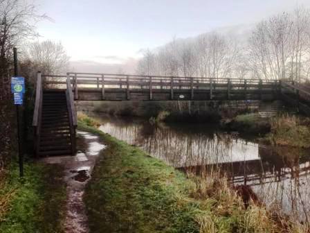 Footbridge to exit Macclesfield Canal