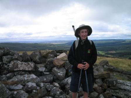 Jimmy at the summit cairn of Byrness Hill