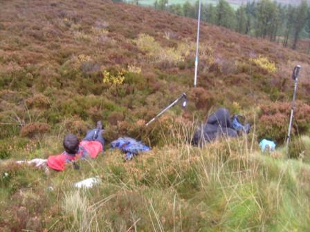 Jimmy and Liam relaxing after a strenuous climb