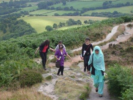 The girls completing the climb to the summit