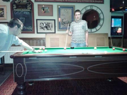 Jimmy & Liam having a game of pool at the Crosby