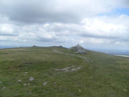 View along the ridge to High Willhays summit, then Yes Tor behind