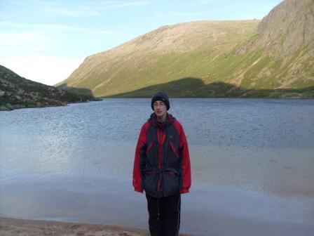 Jimmy on the shore of Loch Avon