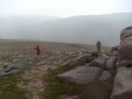 Barry & Jimmy on Creag Mhor, with the slopes of Bynack More towering behind