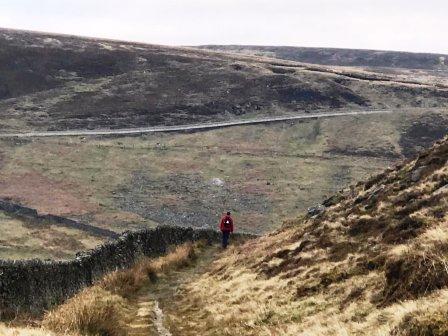 As the packhorse trail is followed, the A54 can be seen ahead