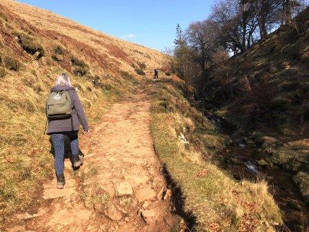 Climbing away from Three Shires Head