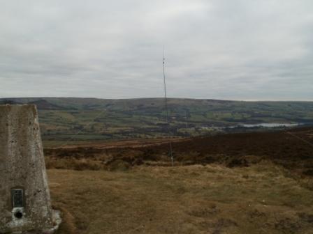 Trig point, 30m dipole and Tittesworth Reservoir