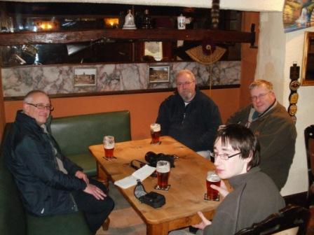 Rushton Inn post-activation drinkies - Richard G3CWI, Greg 2E0RXX, Jimmy M3EYP, Simon M0TGT