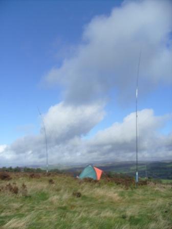 two HF airials and operating tent