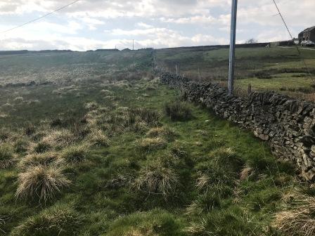 Rough moorland-type field to climb to a road