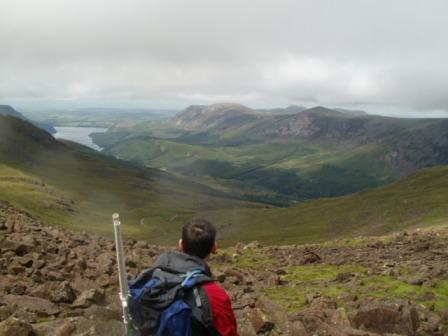 Jimmy looking down over Ennerdale from Wind Gap