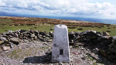 Trig point within the summit shelter