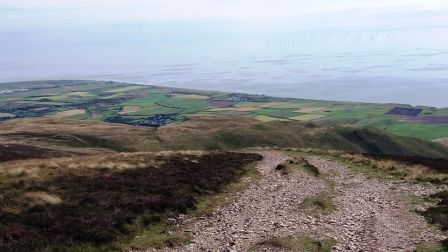 View over the offshore wind farms coming off the summit