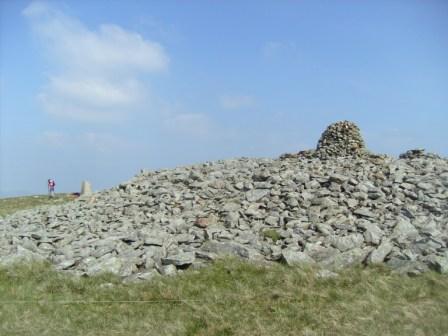 Trig point and cairn on Whitfell summit