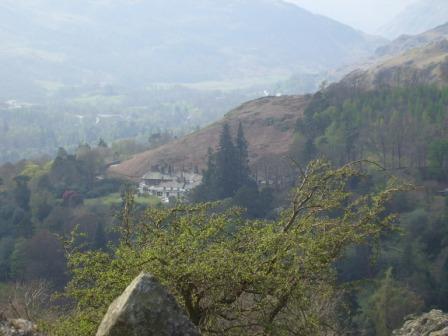 Looking down on High Close while ascending Loughrigg Fell