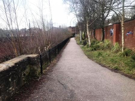 Final bit of the Middlewood Way into central Macclesfield