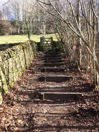 Steps up to the access road for Lower Swanscoe Farm