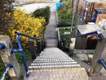 Steps down to Chelford Station